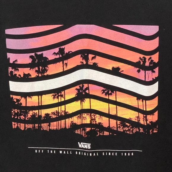 VANS Off The Wall Graphic T-Shirt Palm Trees Sunset Size Medium - Picture 2 of 8